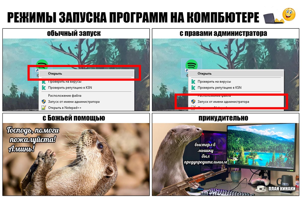 План Кинаки - мемы про выдр и других животных