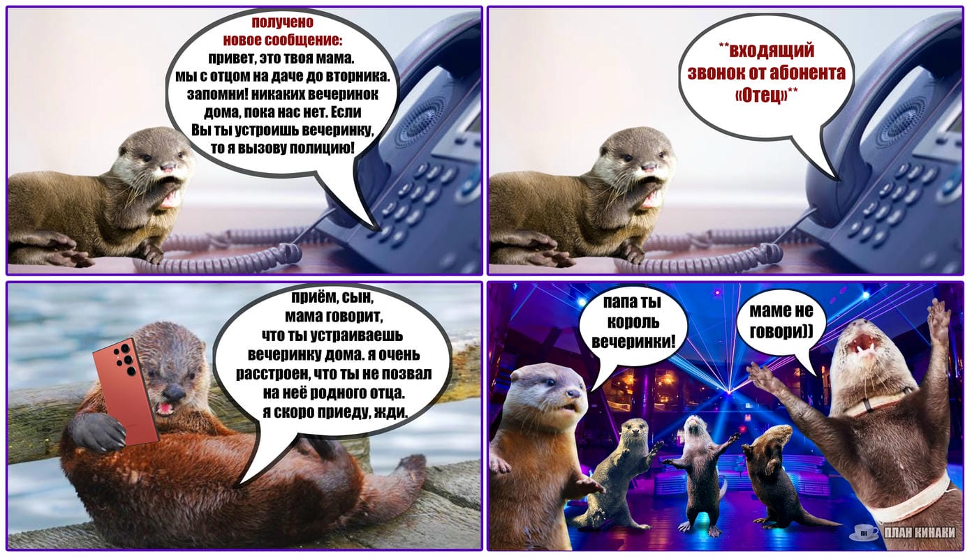 План Кинаки - мемы про выдр и других животных